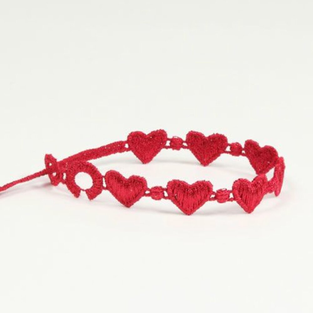 CRUCIANI Red Heart Macrame Bracelet RARE Like New